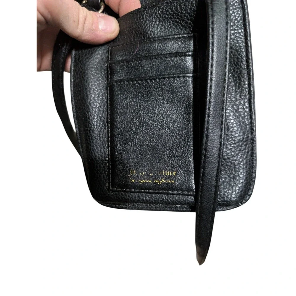 Y2K Juicy Couture Black Leather Mini Crossbody Phone Bag